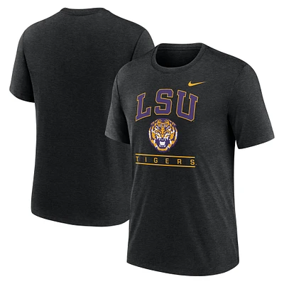 T-shirt Nike noir LSU Tigers Arch Over Logo Tri-Blend pour homme