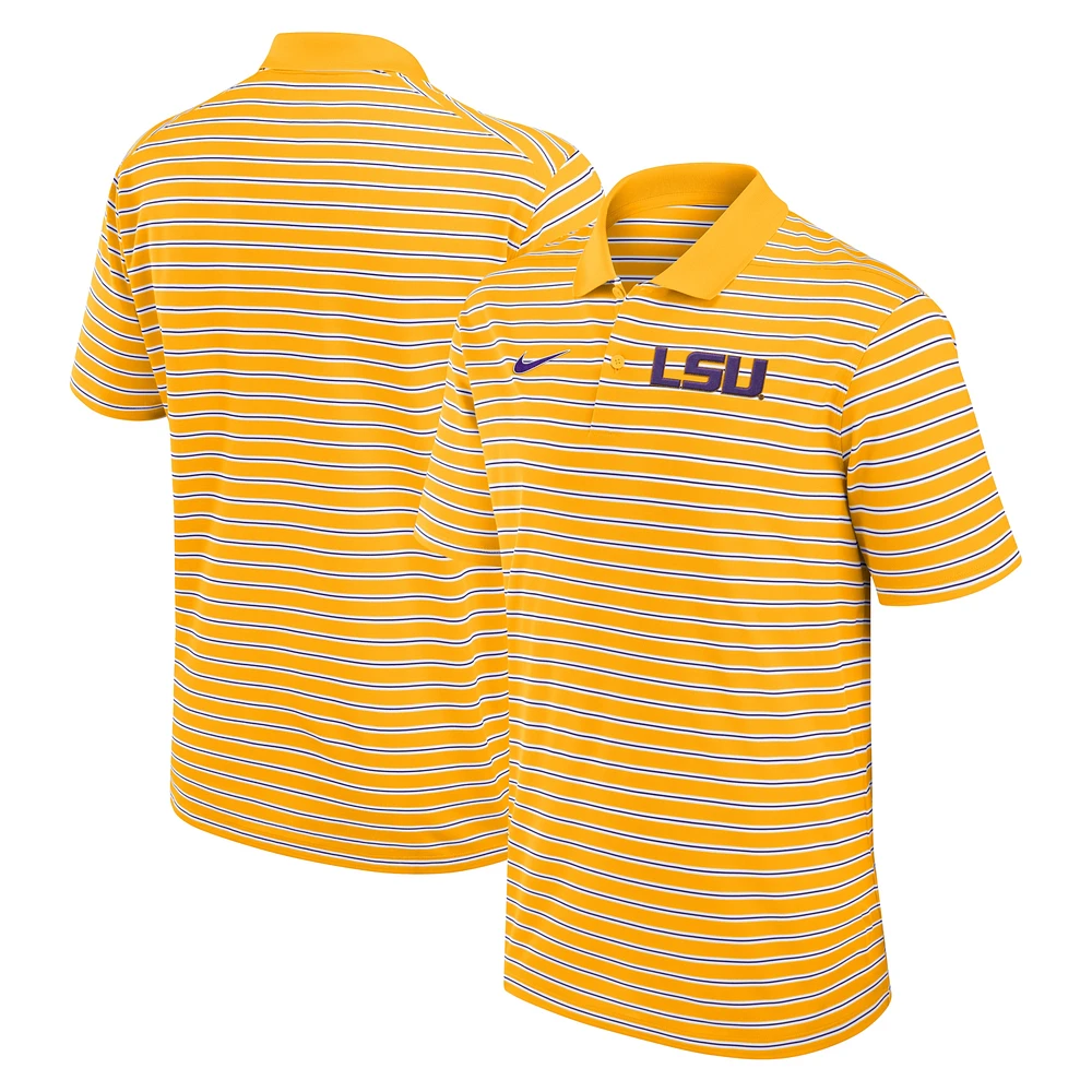 Polo de performance à rayures LSU Tigers Primetime Victory Nike doré/blanc pour homme