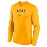 T-shirt à manches longues Nike Gold LSU Tigers On-Court Basketball Shootaround Performance pour homme