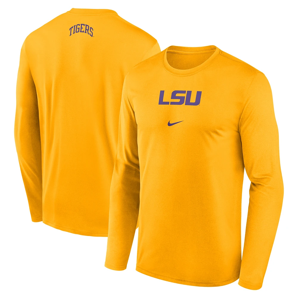 T-shirt à manches longues Nike Gold LSU Tigers On-Court Basketball Shootaround Performance pour homme