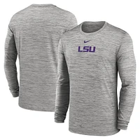 Men's Nike Gray LSU Tigers 2025 Sideline Velocity Performance Long Sleeve T-Shirt