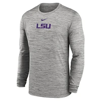 Men's Nike Gray LSU Tigers 2025 Sideline Velocity Performance Long Sleeve T-Shirt