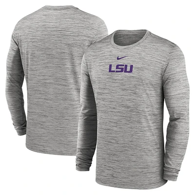 Men's Nike Gray LSU Tigers 2025 Sideline Velocity Performance Long Sleeve T-Shirt