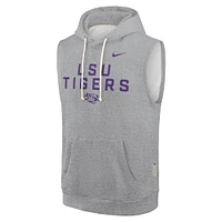 Men's Nike Heather Gray LSU Tigers 2025 Sideline Performance Sleeveless Pullover Hoodie