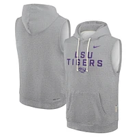 Men's Nike Heather Gray LSU Tigers 2025 Sideline Performance Sleeveless Pullover Hoodie