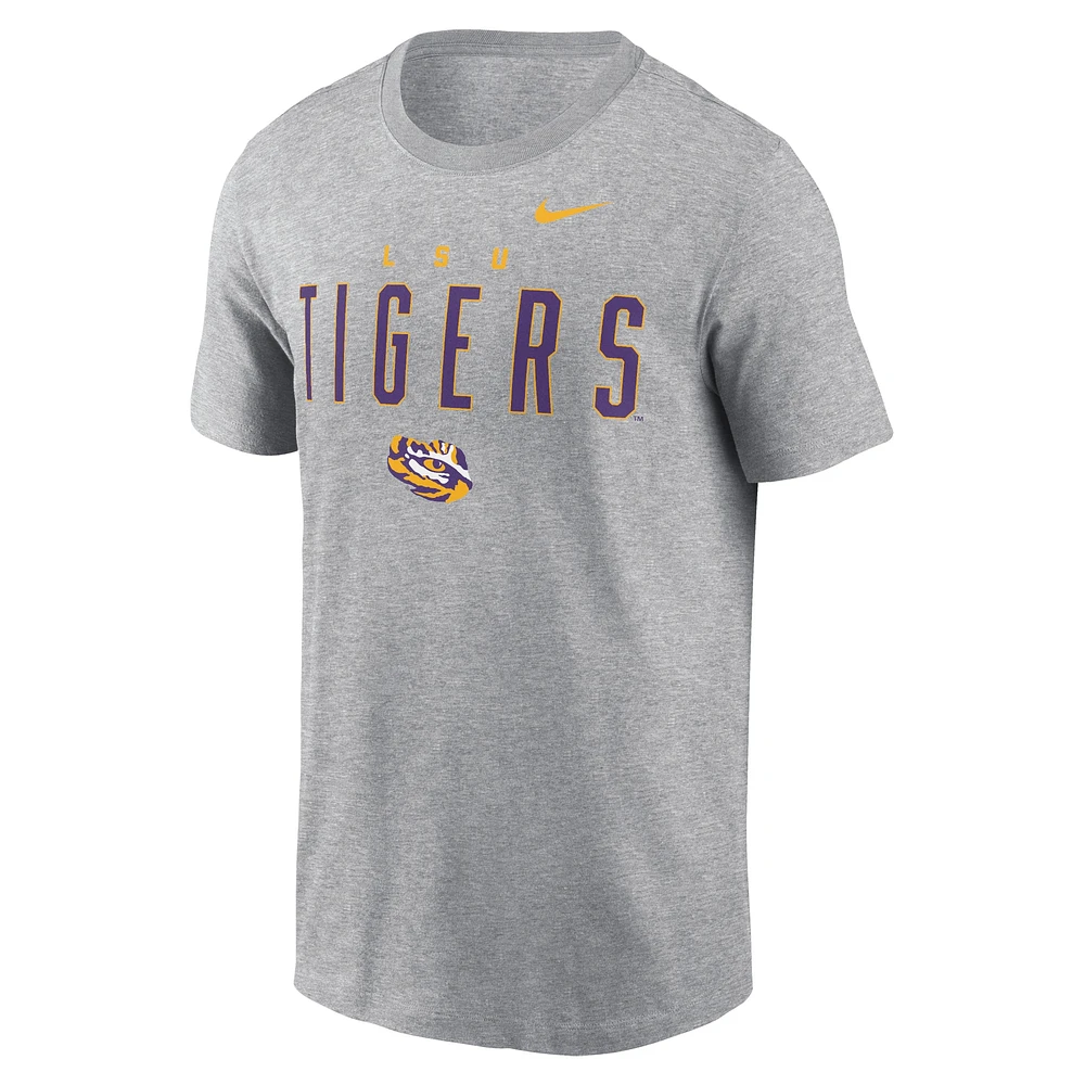 Men's Nike Heather Gray LSU Tigers Campus 2-Hit Primary Mascot T-Shirt