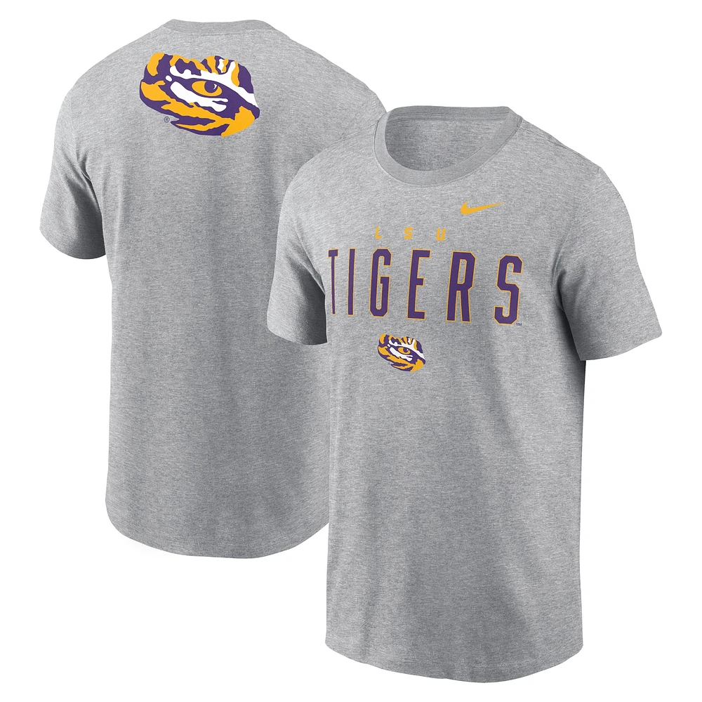 Men's Nike Heather Gray LSU Tigers Campus 2-Hit Primary Mascot T-Shirt