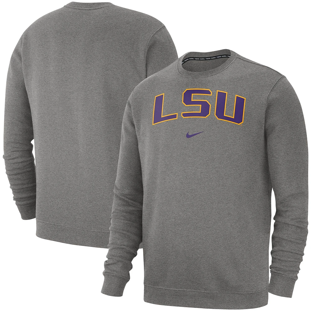 Men's Nike Heather Gray LSU Tigers Club Fleece Sweatshirt