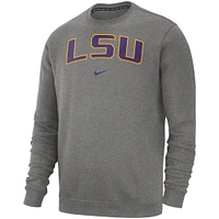 Sweat-shirt en polaire Nike LSU Tigers Club pour homme, gris chiné