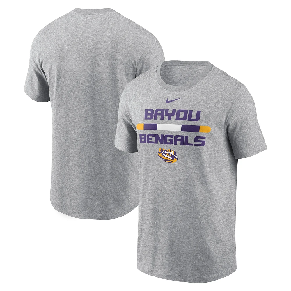 Men's Nike Heather Gray LSU Tigers DNA Lockup T-Shirt