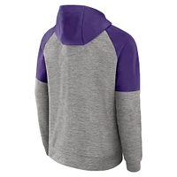 Sweat à capuche Nike LSU Tigers Fitness Raglan Performance entièrement zippé pour homme, gris chiné