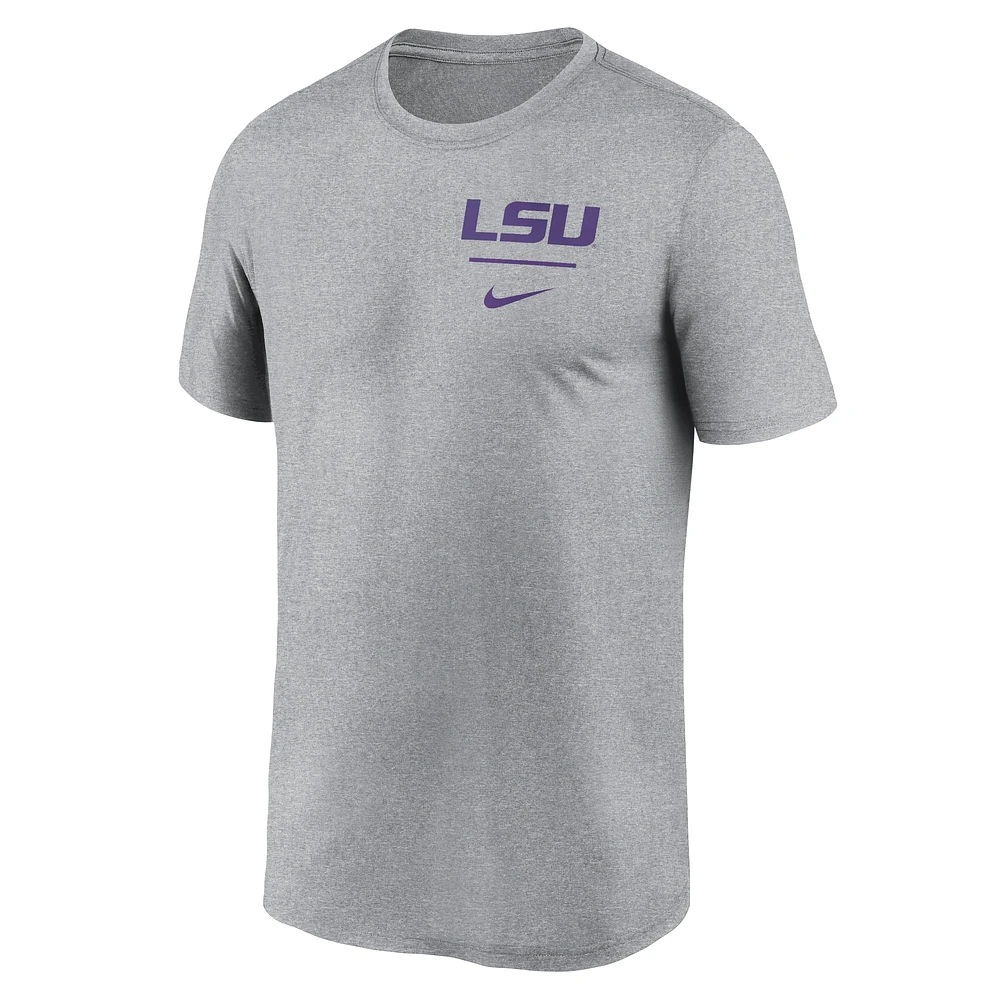 Men's Nike Heather Gray LSU Tigers Primary Logo Legend Performance T-Shirt