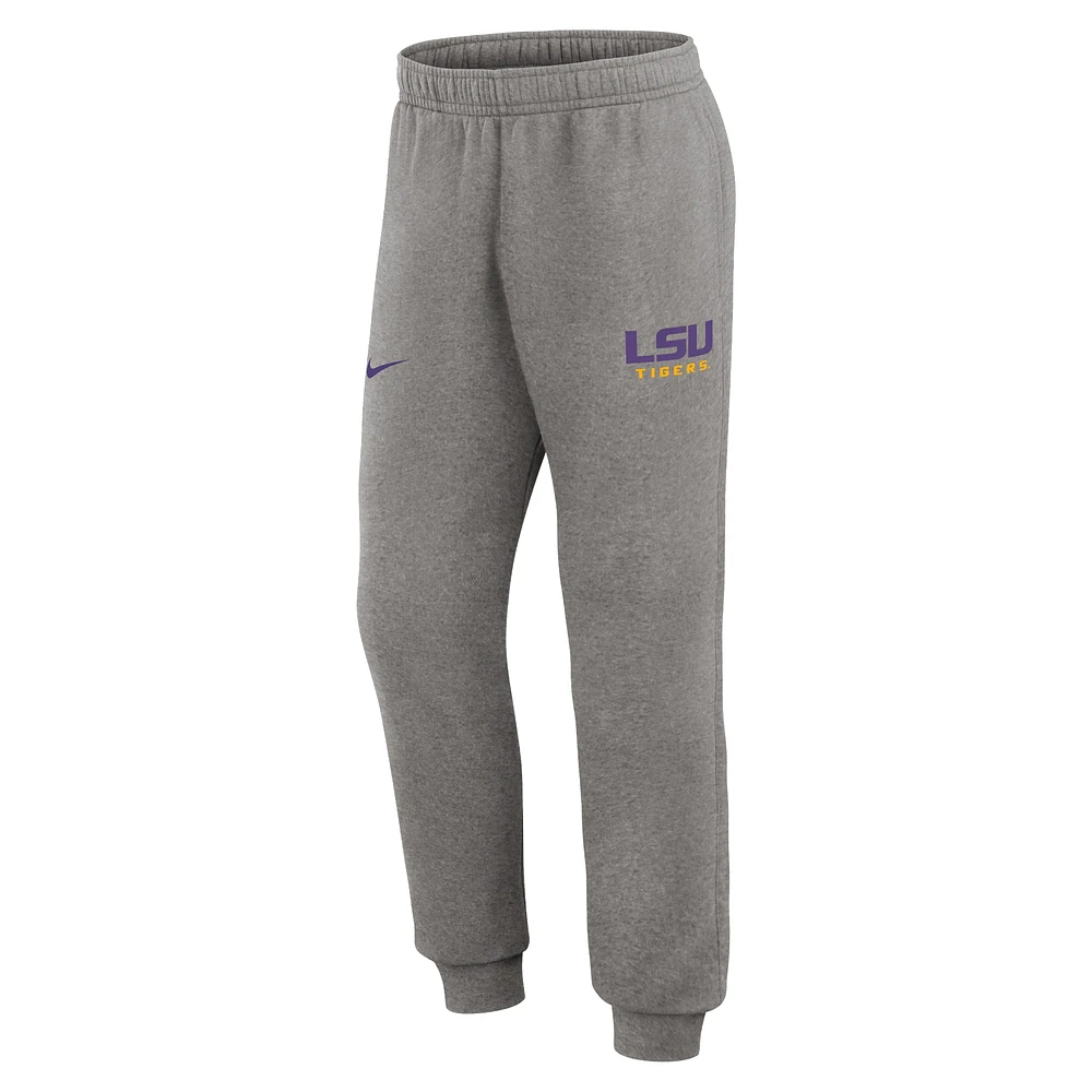 Men's Nike Heather Gray LSU Tigers Primetime Club Fleece Jogger Pants