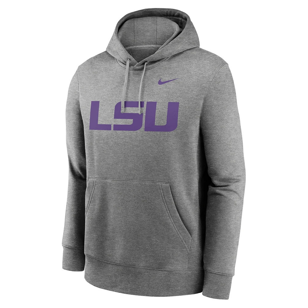 Men's Nike Heather Gray LSU Tigers Primetime Club Fleece Pullover Hoodie