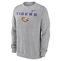 Men's Nike Heather Gray LSU Tigers Primetime Primary Stack Pullover Sweatshirt