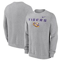 Sweat-shirt à enfiler Nike Heather Grey LSU Tigers Primetime Primary Stack pour homme