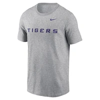 T-shirt Nike LSU Tigers Primetime Wordmark gris chiné pour homme