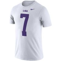 Men's Nike Leonard Fournette White LSU Tigers Football Name & Number Performance T-Shirt