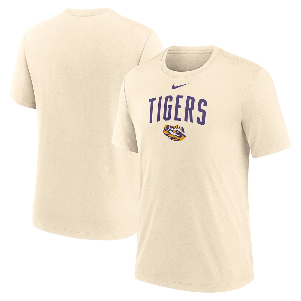 T-shirt Nike Natural LSU Tigers Arch Logo Triblend pour homme