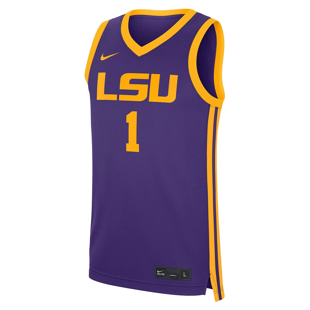 Men's Nike #1 Purple LSU Tigers Road Replica Jersey