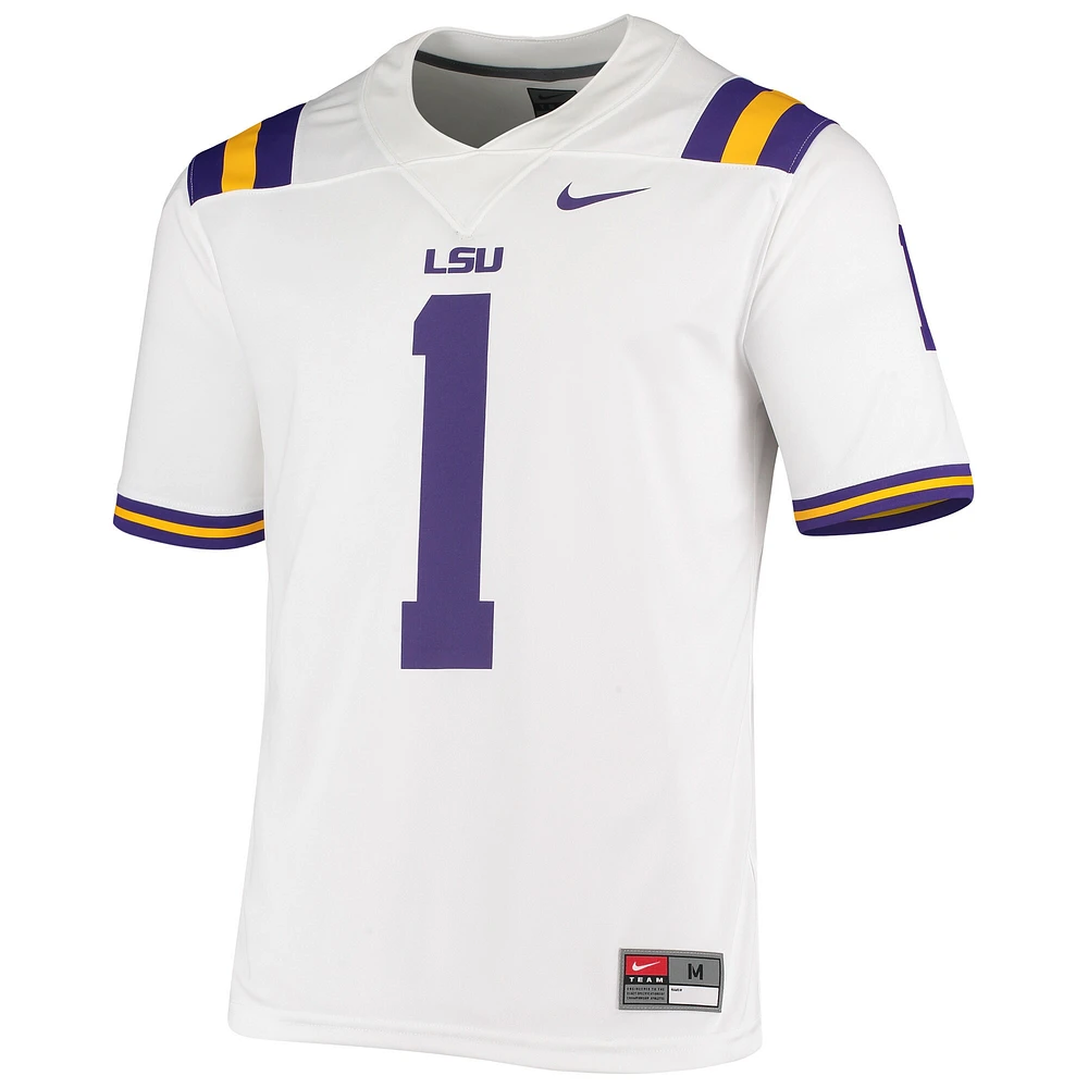 Men's Nike #1 White LSU Tigers Game Jersey