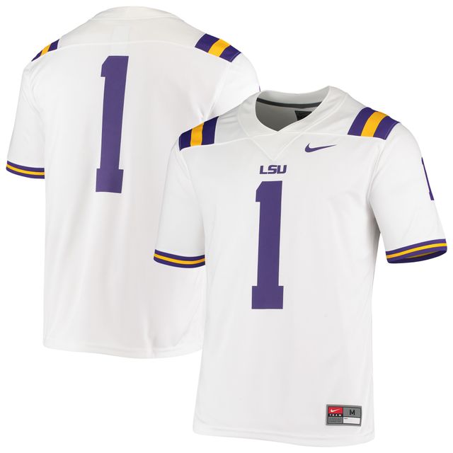 Maillot de match Nike #1 LSU Tigers blanc pour homme