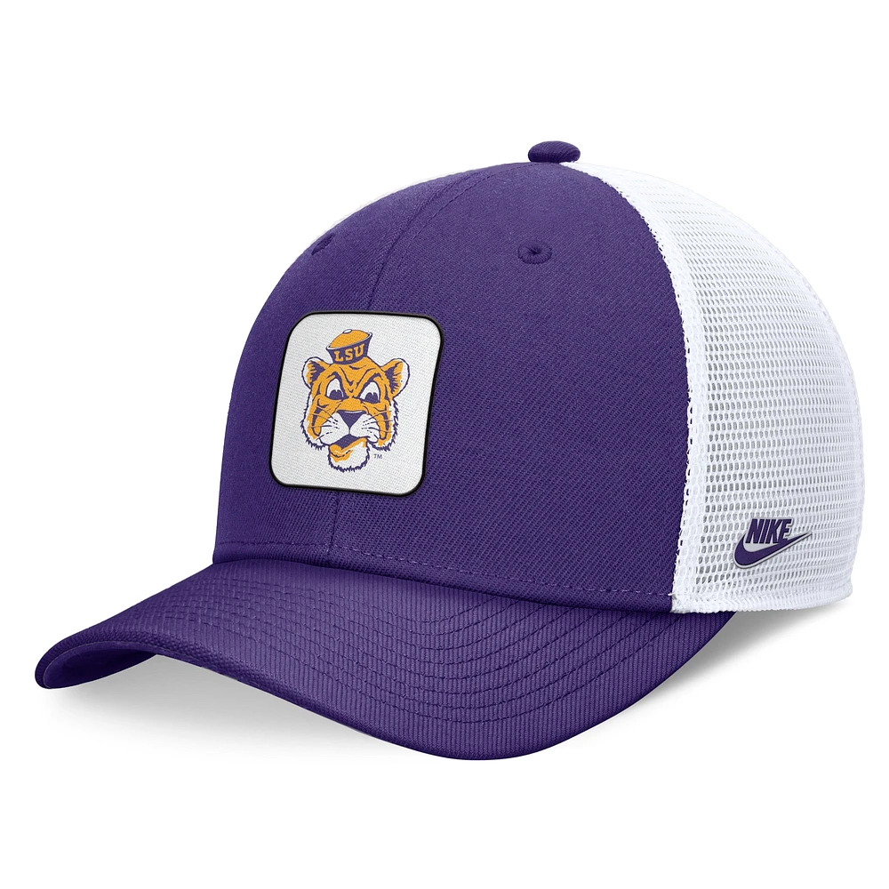 Casquette réglable Nike LSU Tigers Legacy Rise Mascot Trucker violet/blanc pour homme