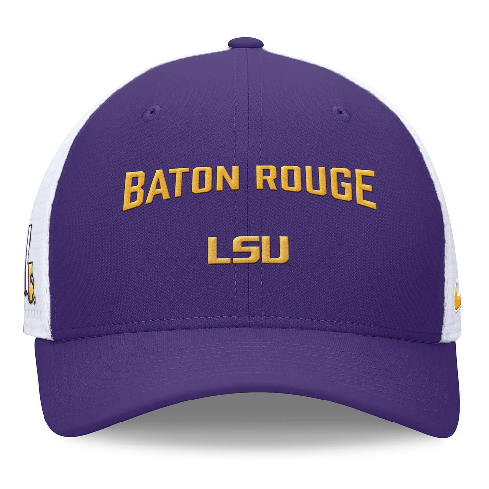 Casquette réglable Nike LSU Tigers Primetime Rise City Trucker violet/blanc pour homme