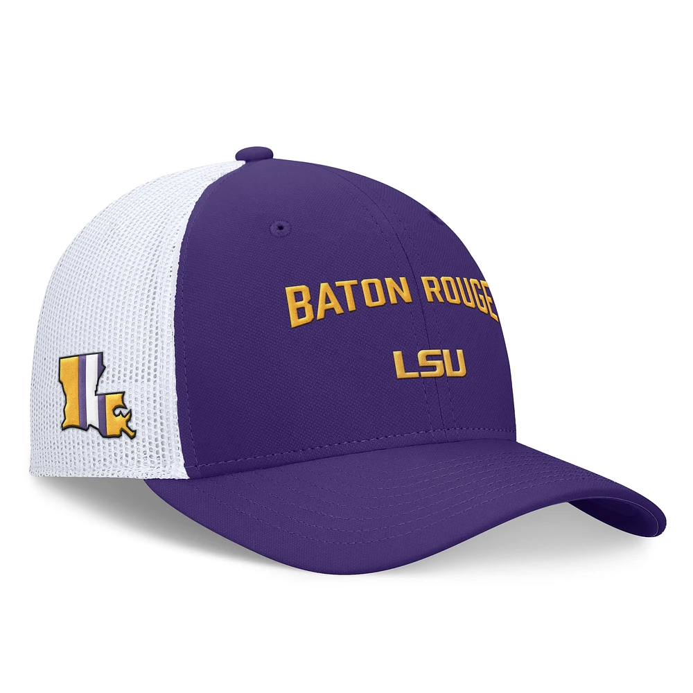 Casquette réglable Nike LSU Tigers Primetime Rise City Trucker violet/blanc pour homme