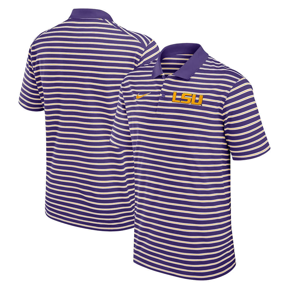 Polo de performance rayé LSU Tigers Primetime Victory Nike violet/blanc pour homme