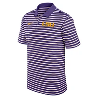 Polo de performance rayé LSU Tigers Primetime Victory Nike violet/blanc pour homme