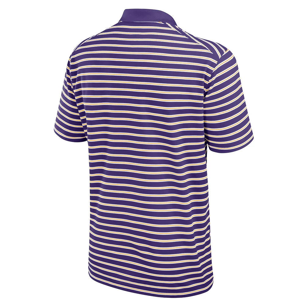 Polo de performance rayé LSU Tigers Primetime Victory Nike violet/blanc pour homme