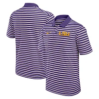 Polo de performance rayé LSU Tigers Primetime Victory Nike violet/blanc pour homme