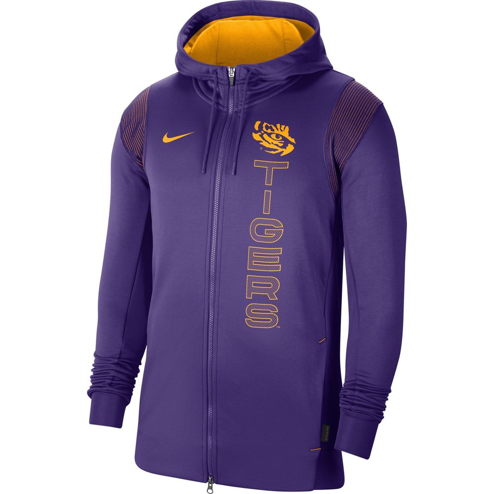 Men's Nike Purple LSU Tigers 2021 Sideline Performance Full-Zip Hoodie