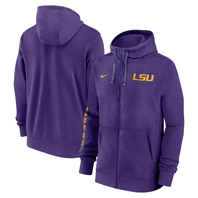 Sweat à capuche entièrement zippé Nike violet LSU Tigers 2024 Sideline pour homme