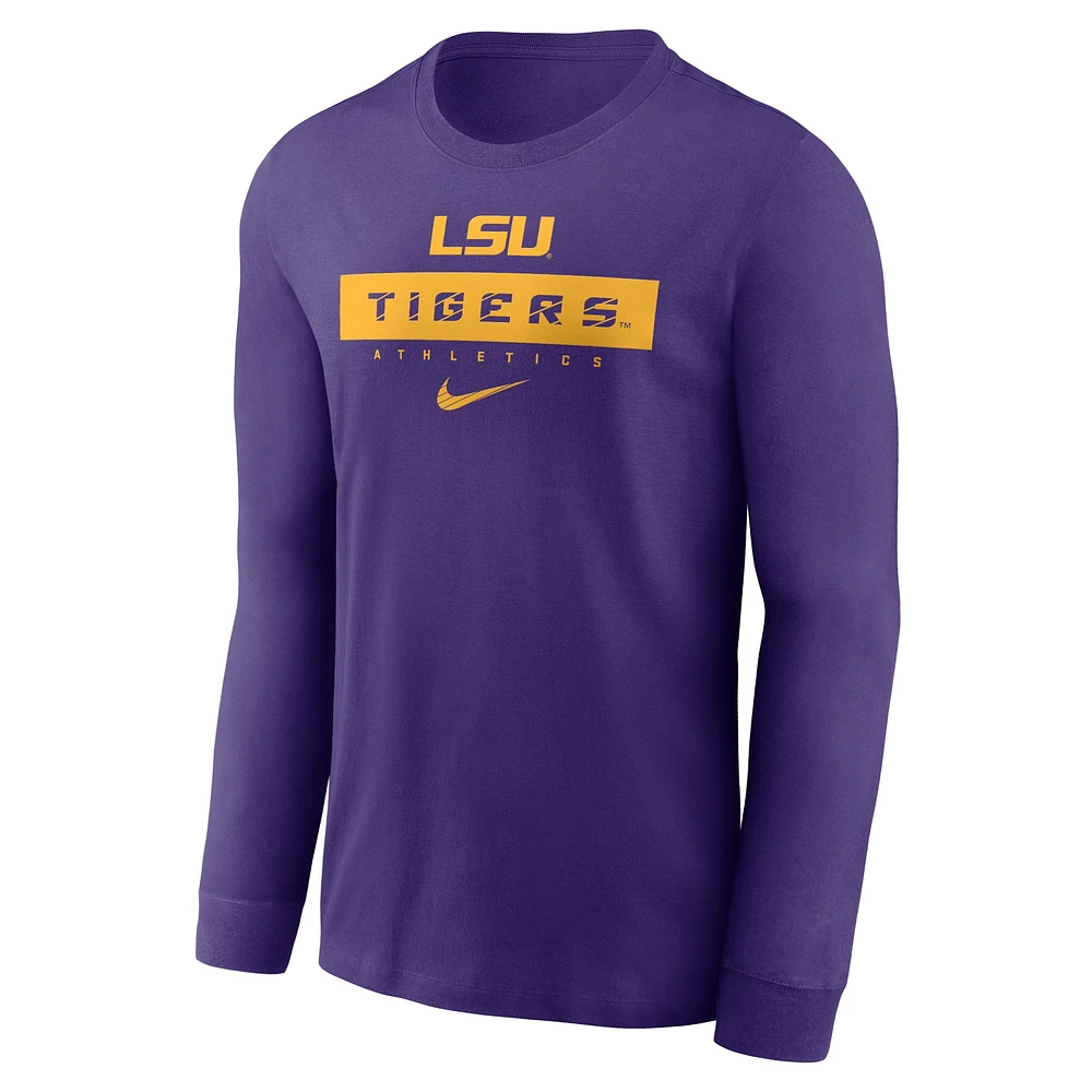 T-shirt à manches longues Nike violet LSU Tigers 2024 Sideline Legend Performance pour homme