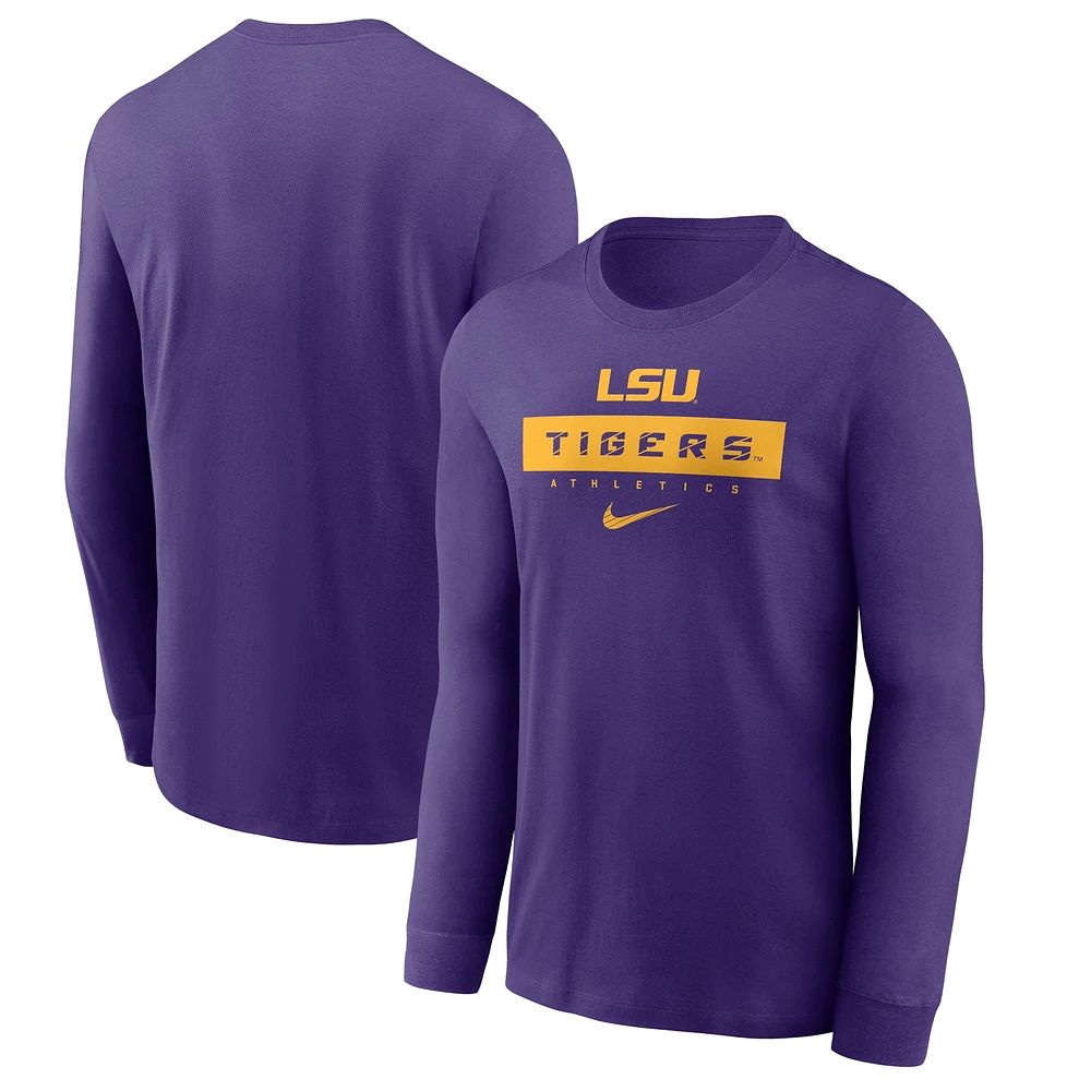 T-shirt à manches longues Nike violet LSU Tigers 2024 Sideline Legend Performance pour homme