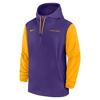 Men's Nike Purple LSU Tigers 2024 Sideline Pregame Player Half-Zip Hoodie