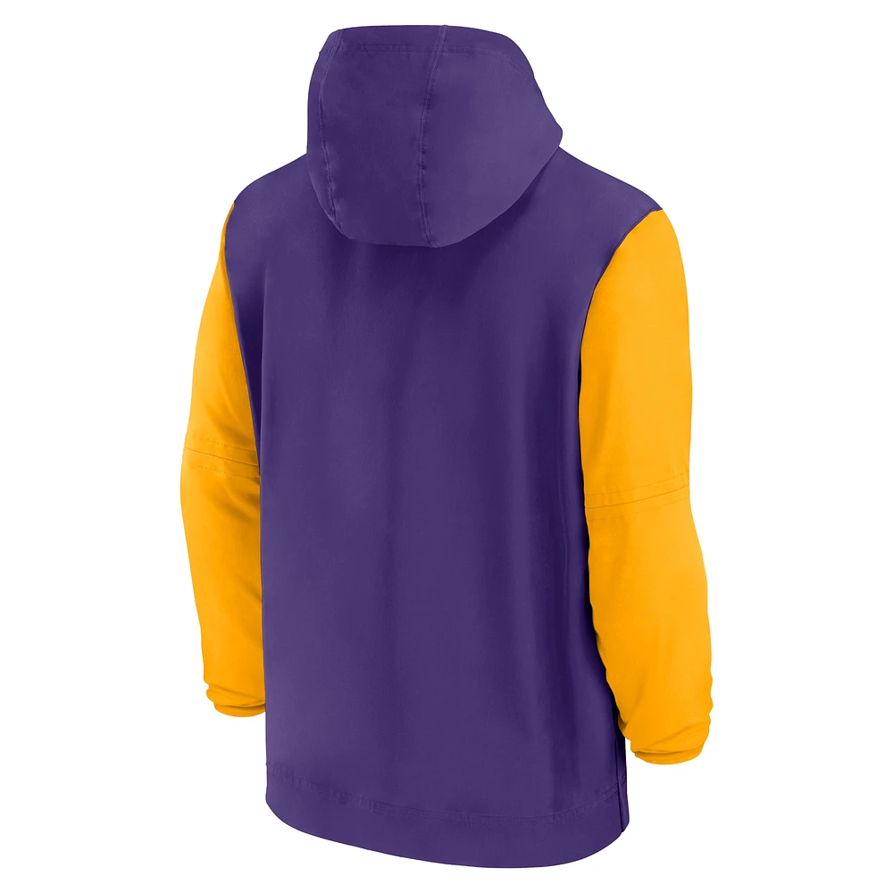 Men's Nike Purple LSU Tigers 2024 Sideline Pregame Player Half-Zip Hoodie