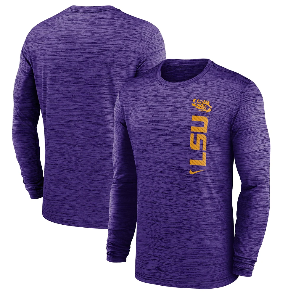 T-shirt à manches longues Nike violet LSU Tigers 2024 Sideline Velocity Performance pour homme