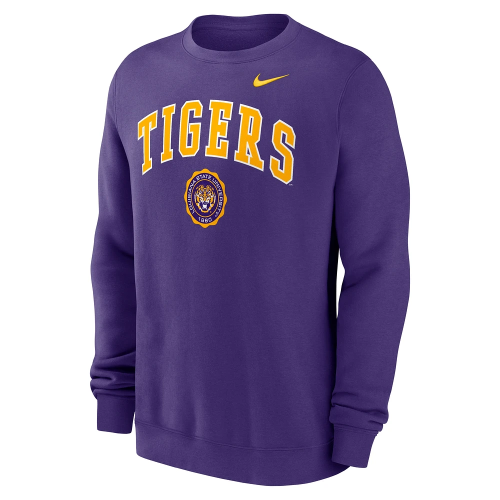 Men's Nike Purple LSU Tigers Arched Seal Pullover Sweatshirt