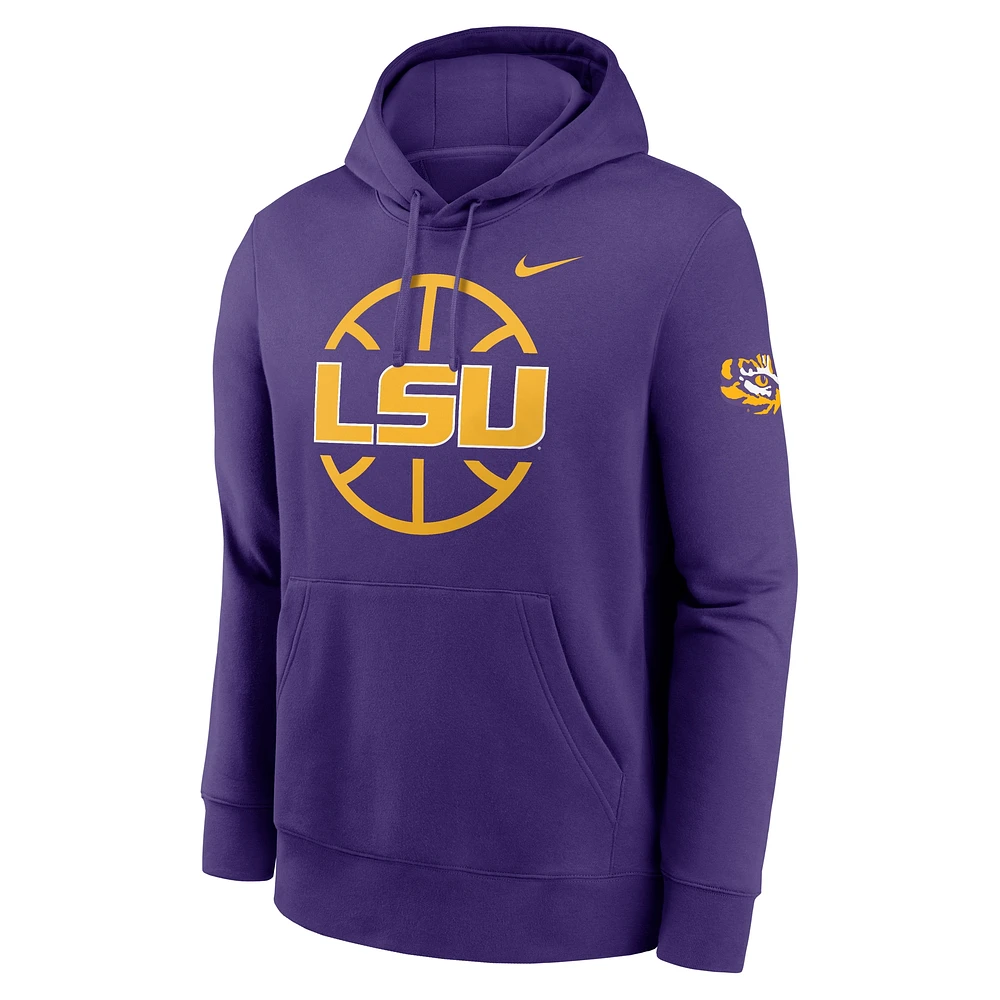 Sweat à capuche en polaire Nike Purple LSU Tigers Basketball Icon Club pour homme