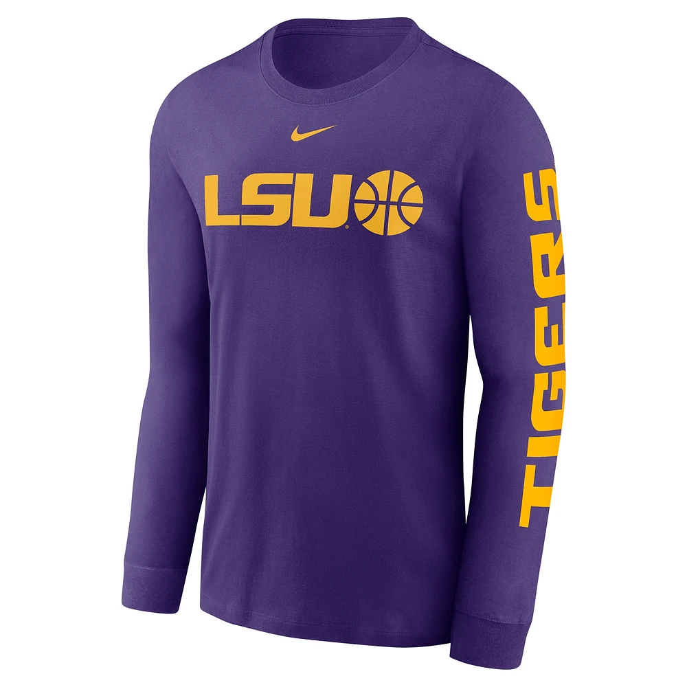 Men's Nike  Purple LSU Tigers Basketball Icon Two-Hit Long Sleeve T-Shirt