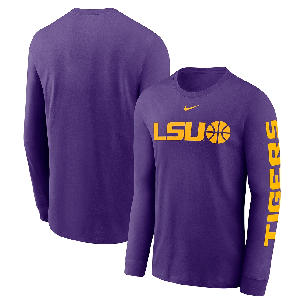 Men's Nike  Purple LSU Tigers Basketball Icon Two-Hit Long Sleeve T-Shirt