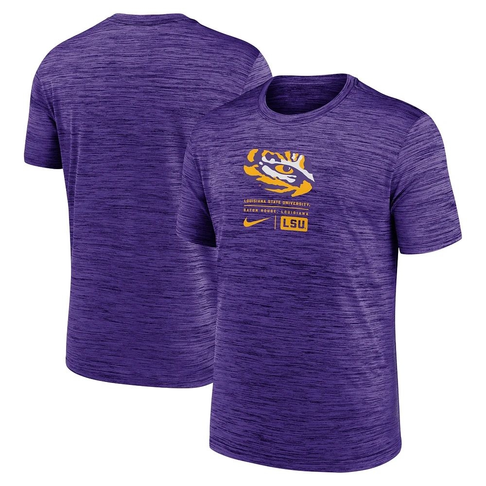 T-shirt Nike violet LSU Tigers Campus Center Block Velocity Performance pour homme