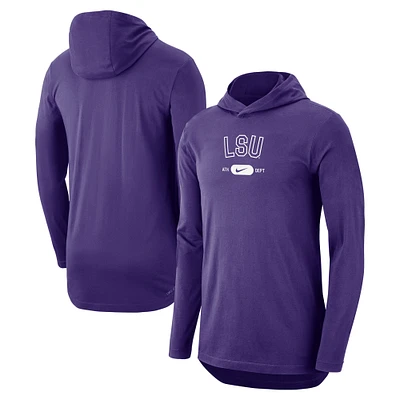 T-shirt à capuche manches longues Nike violet LSU Tigers Campus Performance pour homme