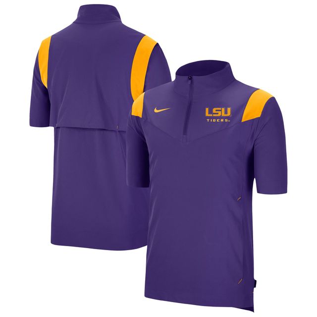 Veste Nike LSU Tigers Coach à manches courtes et fermeture éclair pour homme violette