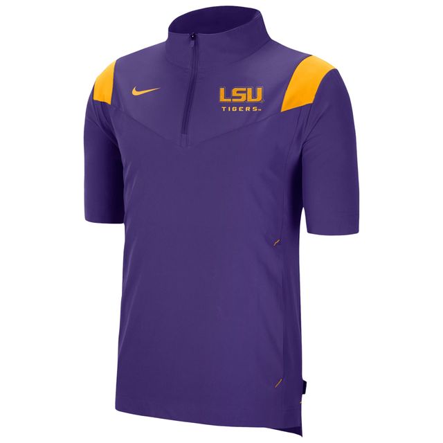 Veste Nike LSU Tigers Coach à manches courtes et fermeture éclair pour homme violette