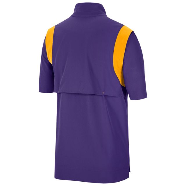 Veste Nike LSU Tigers Coach à manches courtes et fermeture éclair pour homme violette