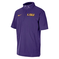 Men's Nike Purple LSU Tigers Coaches Half-Zip Short Sleeve Jacket